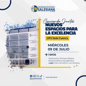 Afiche de la Colocación de la primera piedra del nuevo edificio académico - sede Cuenca